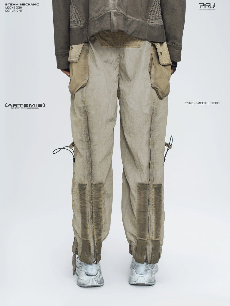 STARCORE mercury brown engineer utility pants — back lower-body modeled view