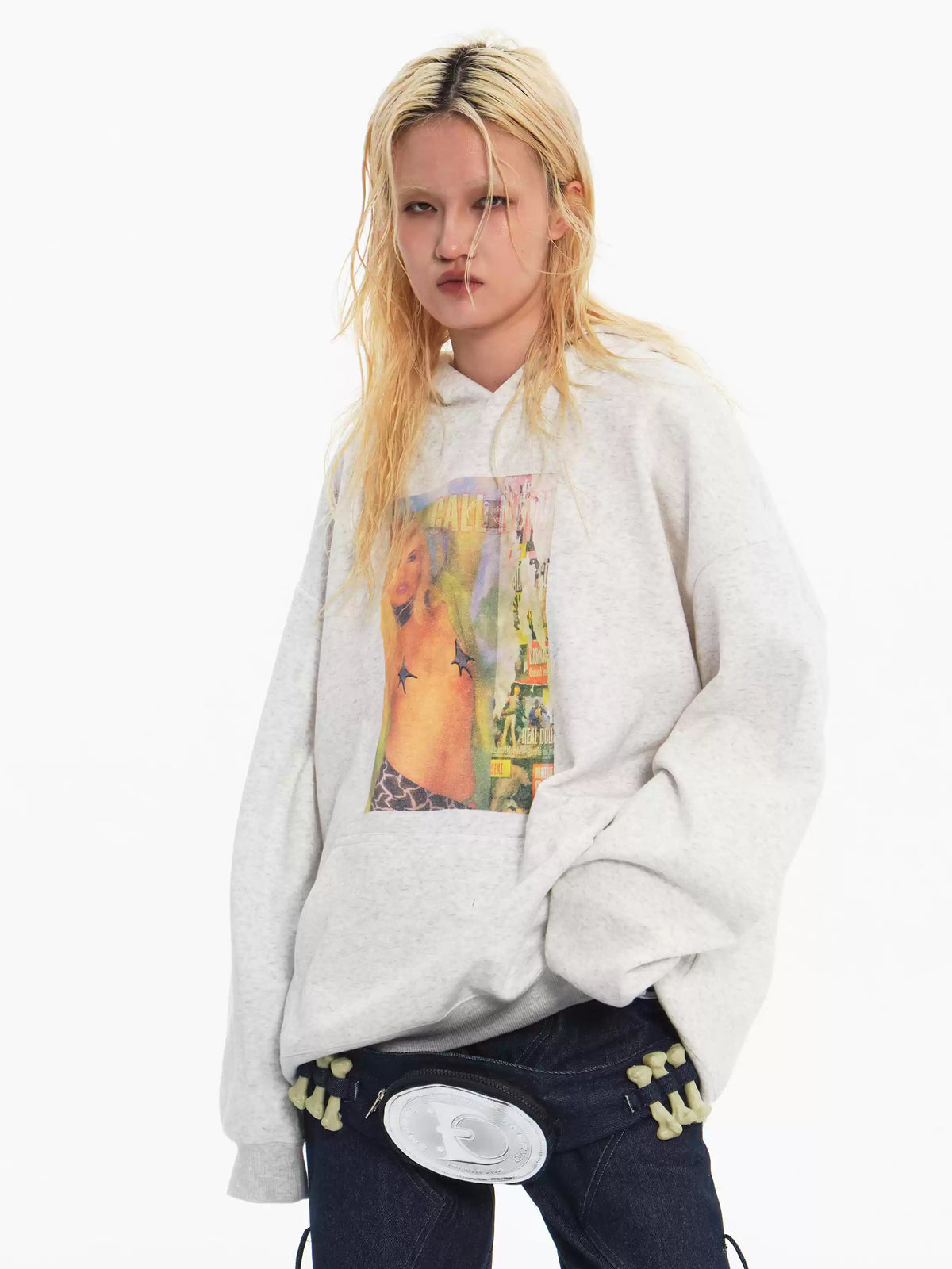EMBRYO STAR GIRL graphic hoodie — alternate modeled angle