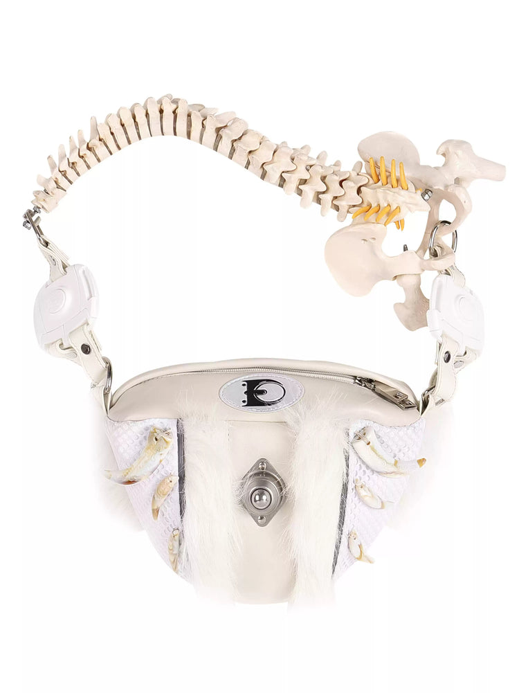 EMBRYO SPINE FRAME bone-handle leather bag — alternate styled presentation