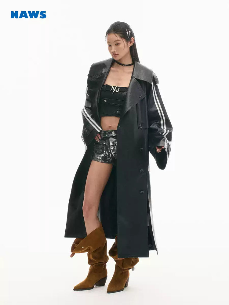 NAWS WIND CHASER leather choker — close modeled view highlighting the construction