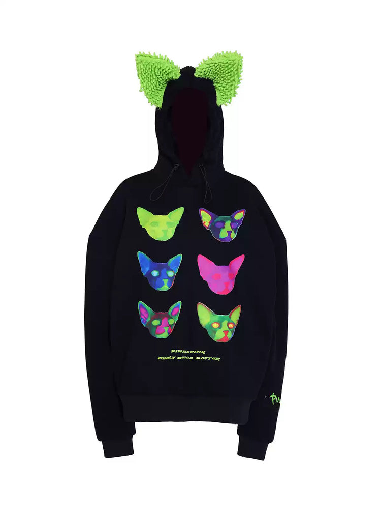 PINKSPINK SPHYNX electronic-print cat-ear hoodie — alternate gallery view showing the design details