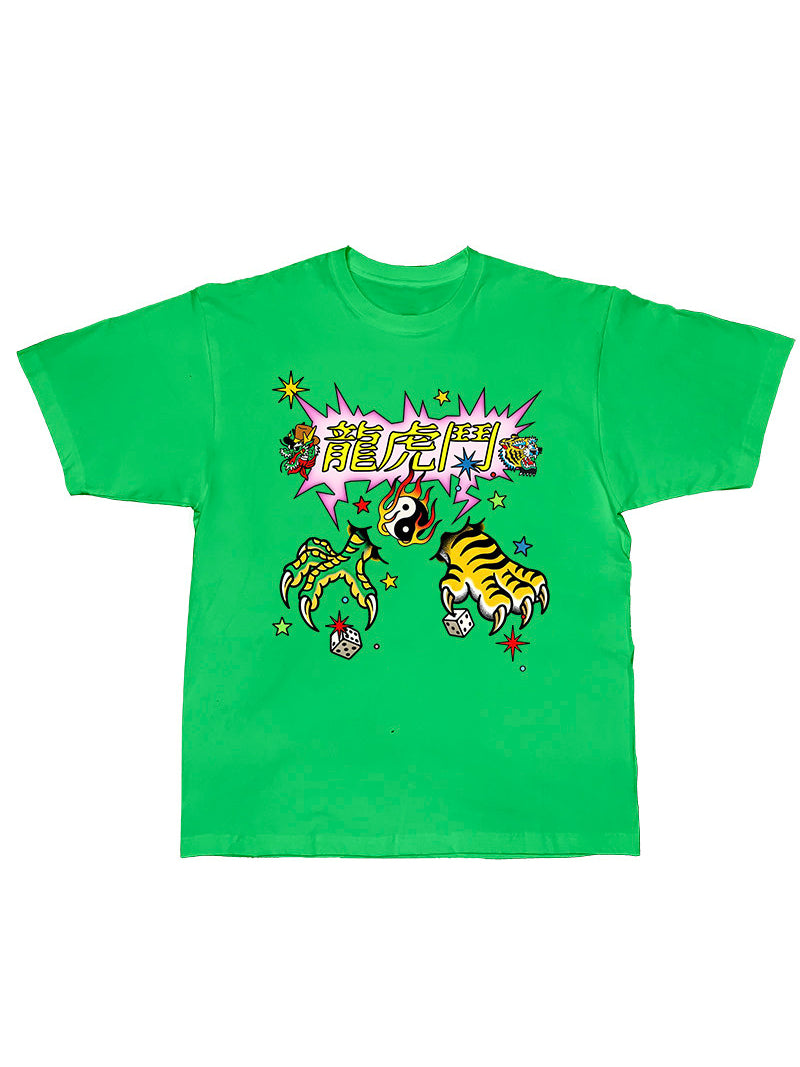 DEADENDKIDS TIGER DRAGON oversized graphic tee — construction detail