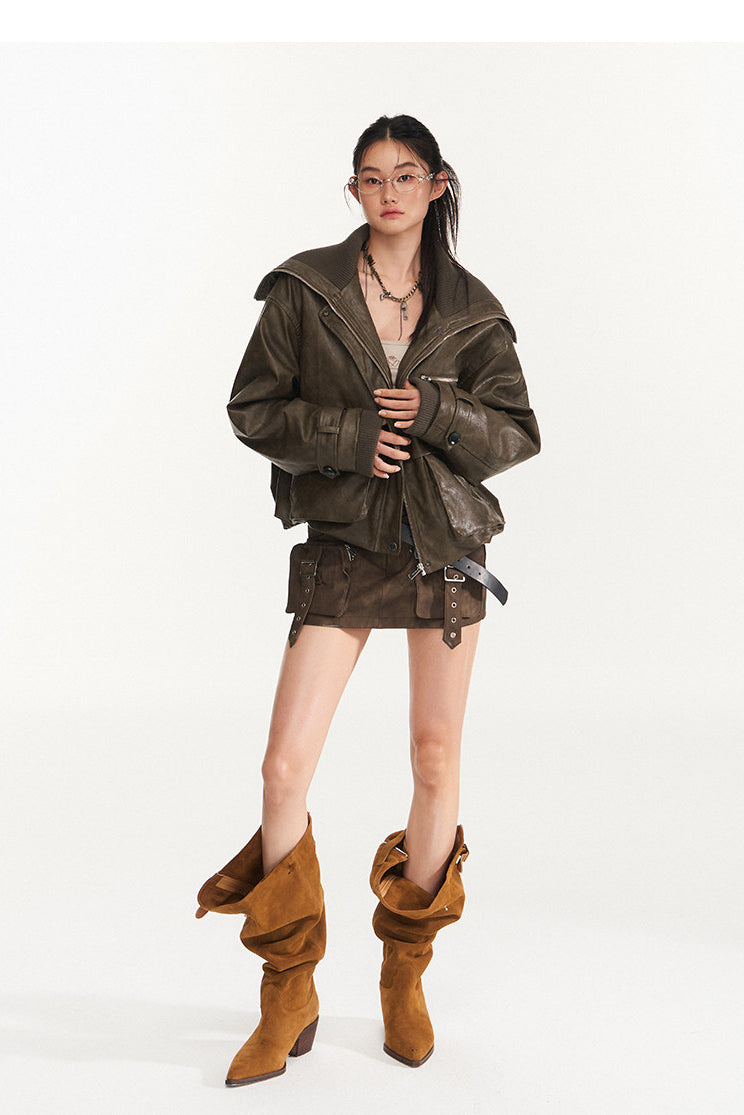 NAWS HIPPY RIDER oversized padded moto jacket — alternate modeled styling view