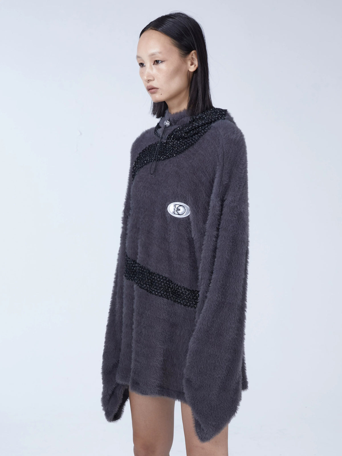 EMBRYO FUR COLLAR oversized plush sweatshirt — alternate styled presentation