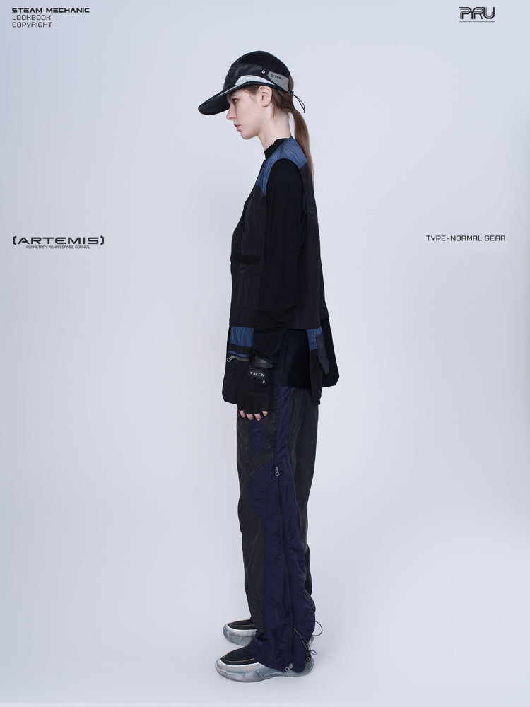 PIONEER stardust black multi-pocket technical vest — alternate product view