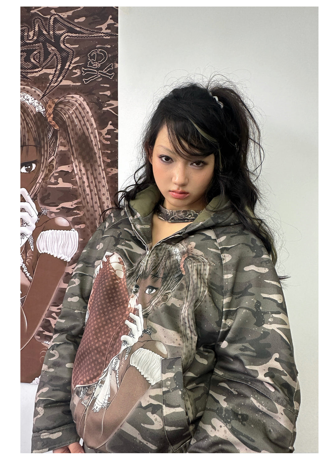 4RE1GN Camouflage Heart Hooded Puffer Jacket