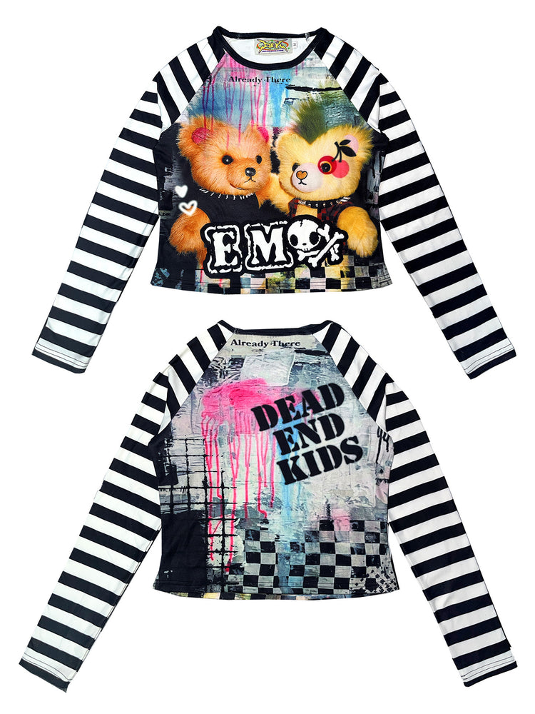 DEADENDKIDS GIRL KILLER cropped graphic top — alternate modeled angle
