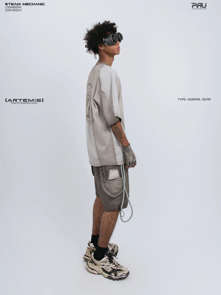 STARCORE moonbeam white velcro mesh tee — rear three-quarter modeled view showing back panel