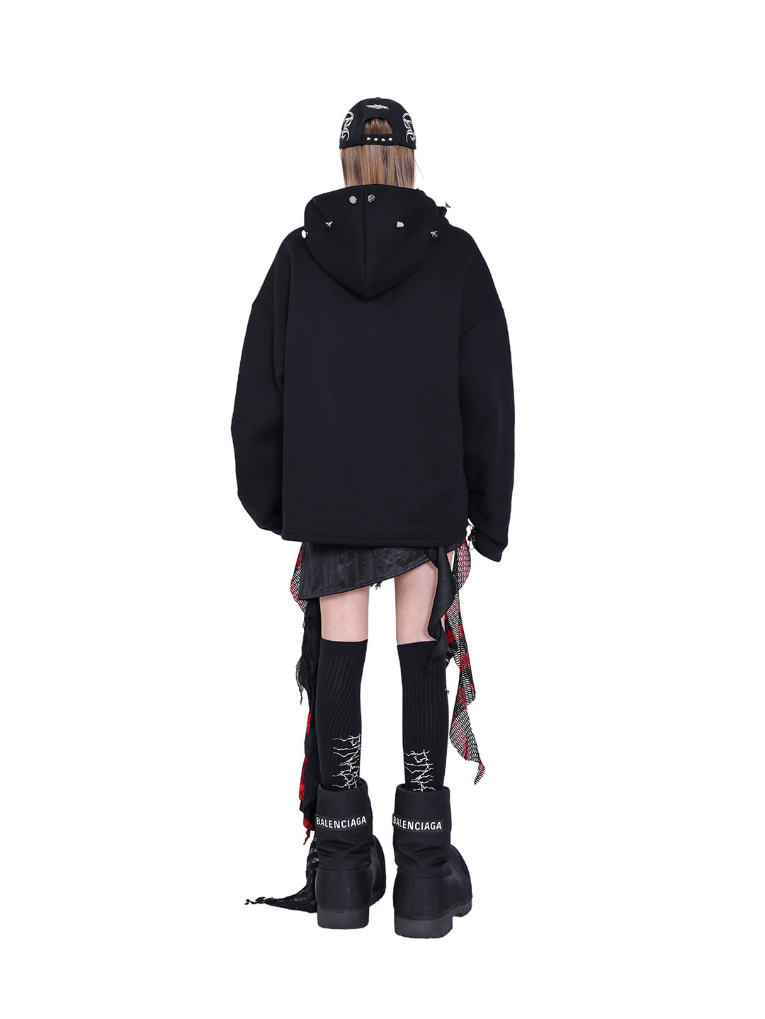 MASK DECOMPOSITION Y2K HOODED SWEATSHIRT