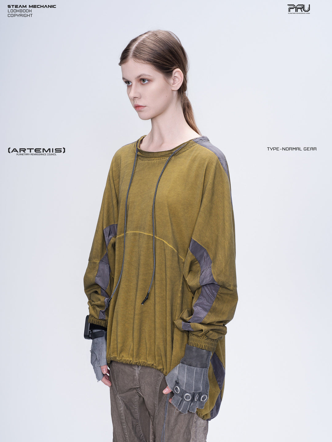PIONEER mars yellow drawstring commuter sweatshirt — alternate product view