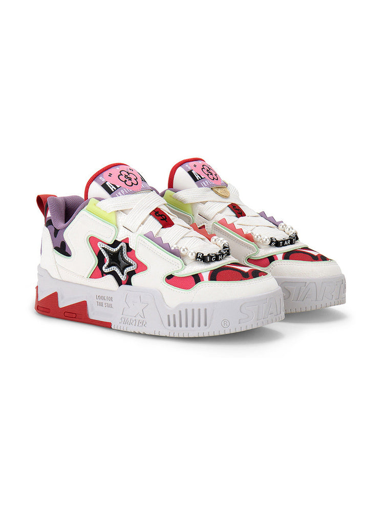 STARTER RICHFLOWER beaded platform sneakers — complete pair in a front three-quarter studio view on a clean white background.