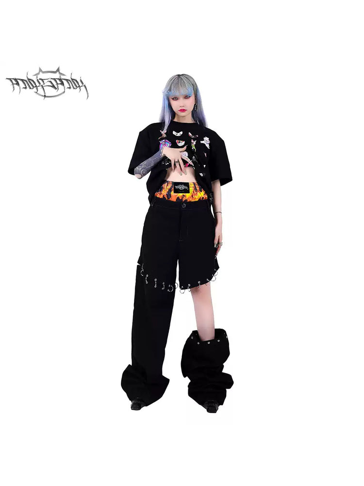 PINKSPINK ELECTRIC MOON double-waist detachable straight-leg pants — alternate modeled view showing the silhouette