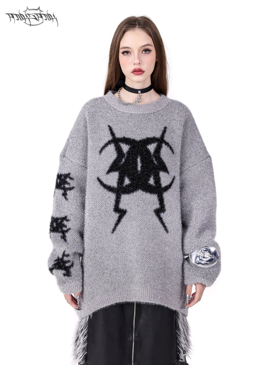 PINKSPINK ELECTRIC MOON CRYSTAL WOOL Y2K KNIT SWEATER