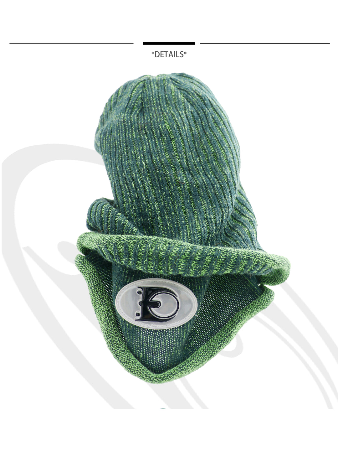 EMBRYO DOUBLE FORM convertible knit hat — alternate modeled angle