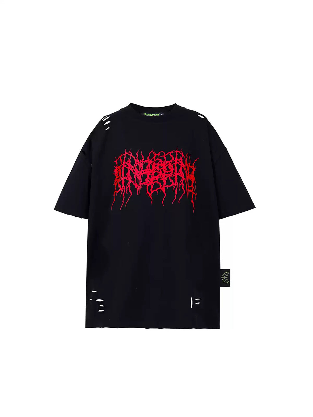 PINKSPINK THORN kids distressed logo tee — front garment-only view showing the red thorn logo