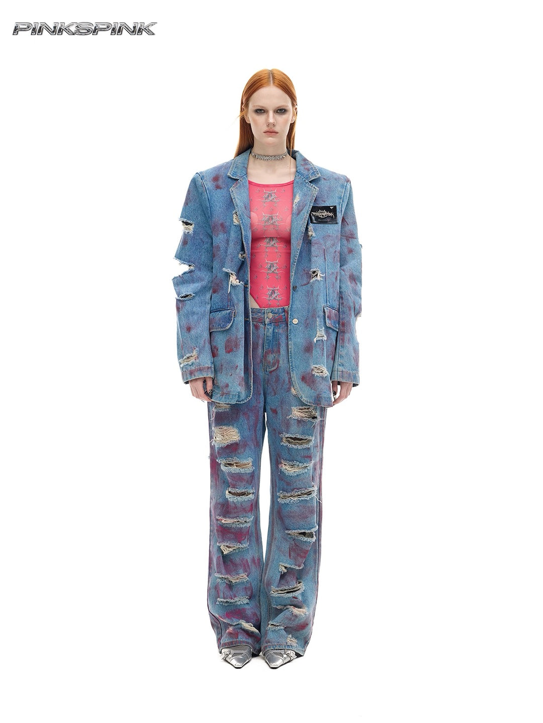 WASTELAND POWDER COATING RIPPED unisex loose-fitting jeans