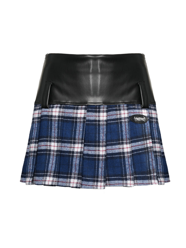 BLUE TRACK retro punk plaid leather skirt - Dragon Star