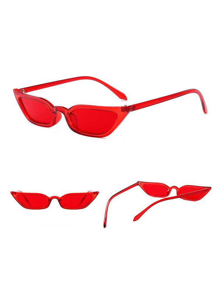 MSPACE WIZARD EYES cat-eye sunglasses in red, front, side and folded views