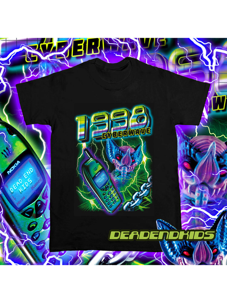 DEADENDKIDS CYBERWAVE 1990 graphic tee — front product presentation