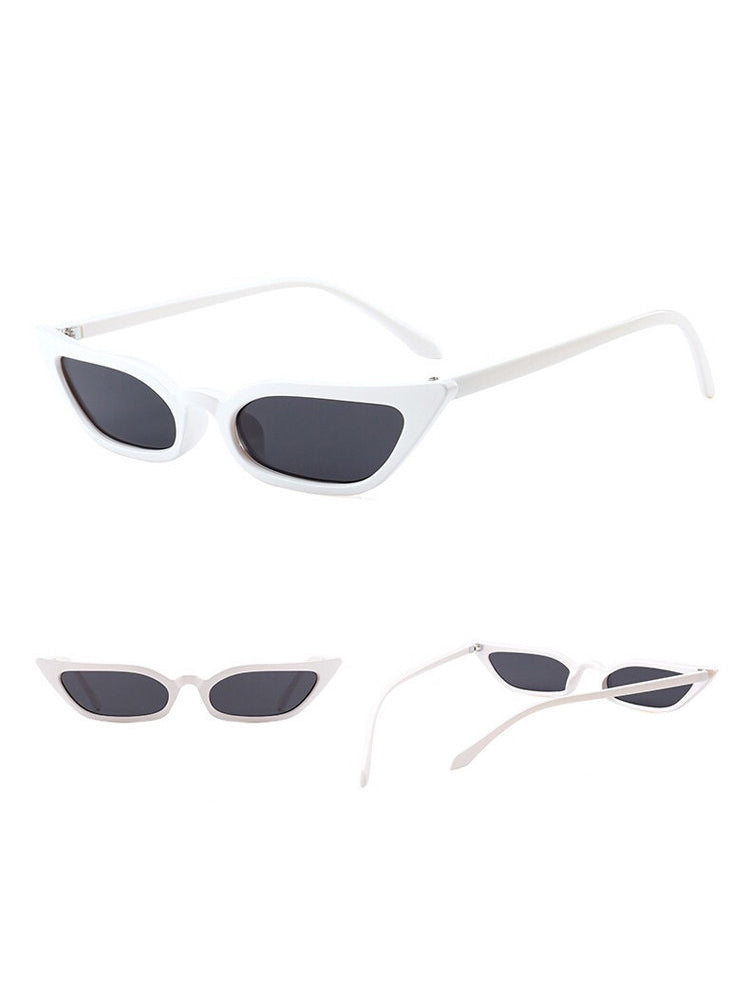 MSPACE WIZARD EYES cat-eye sunglasses in white and gray, front, side and folded views
