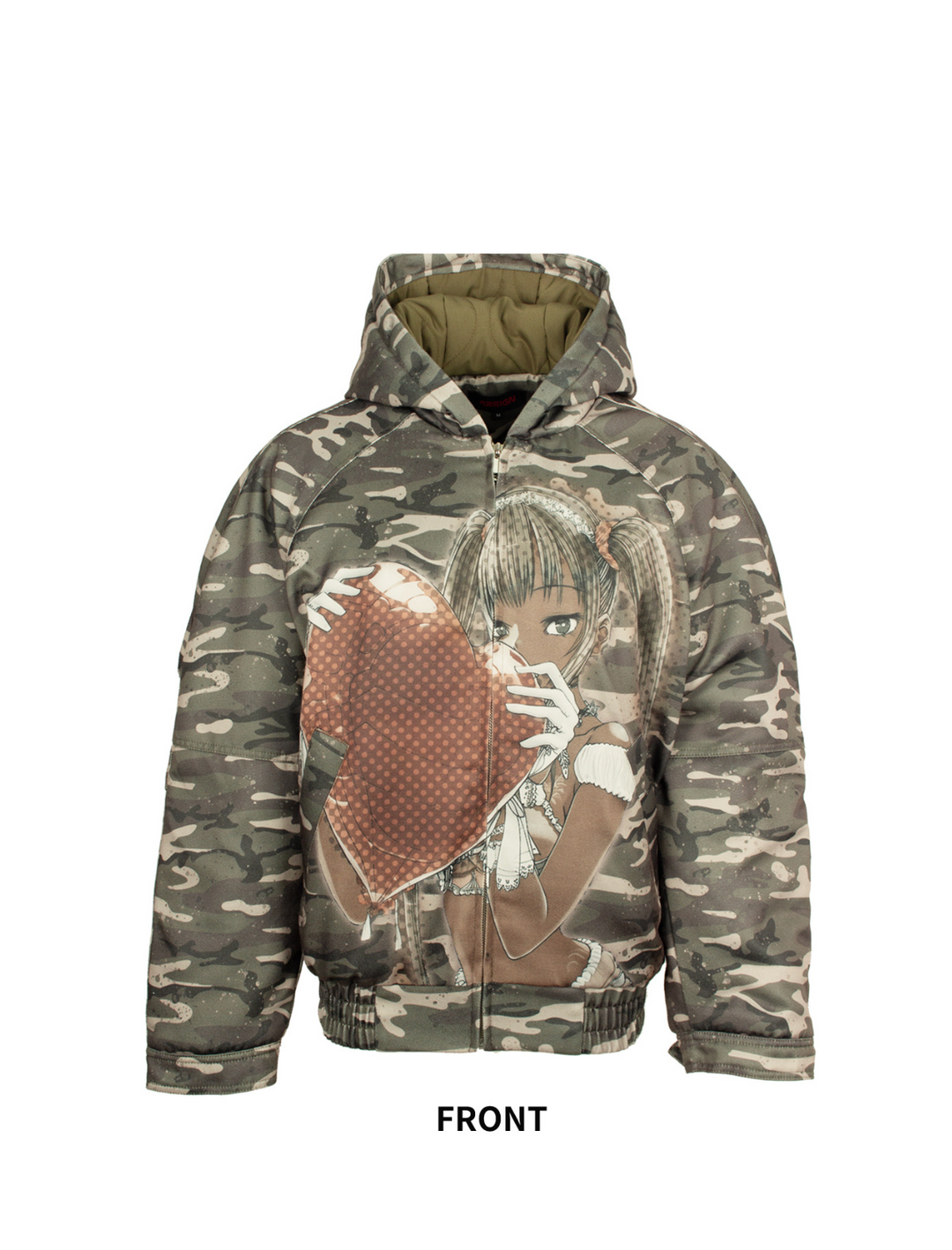 4RE1GN Camouflage Heart Hooded Puffer Jacket