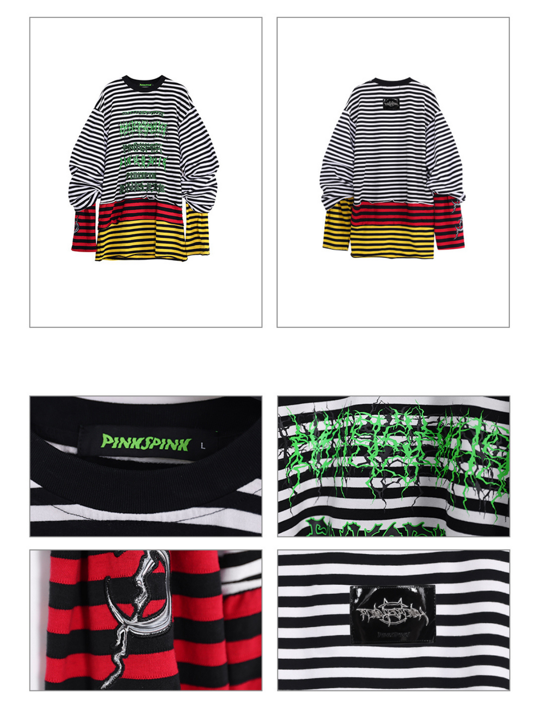 Y2K STACKED STRIPED SWEATSHIRT TEE