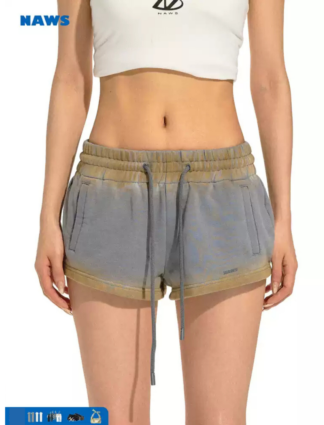 NAWS ROYAL BLUE MUD-DYED JOGGING SHORTS