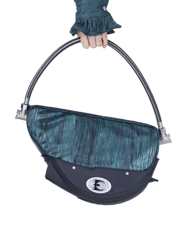 EMBRYO TIRELINE embossed underarm bag on white background