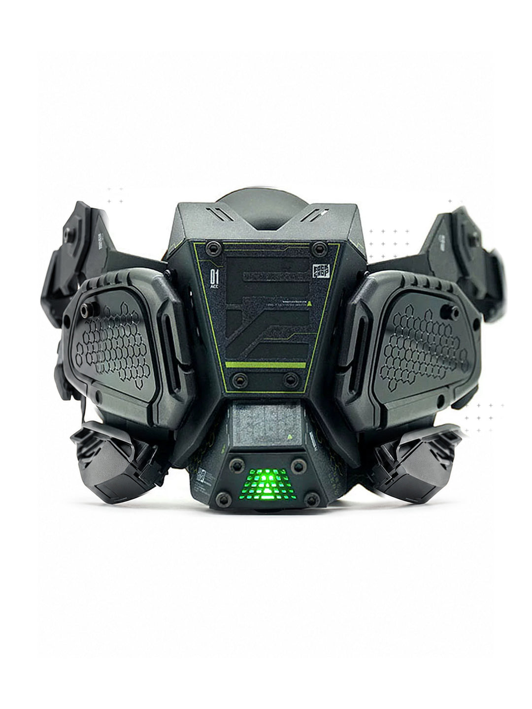 FOCKSHOP FIGHTING SPIRIT cyber mask — front display of the black Version 1 mask