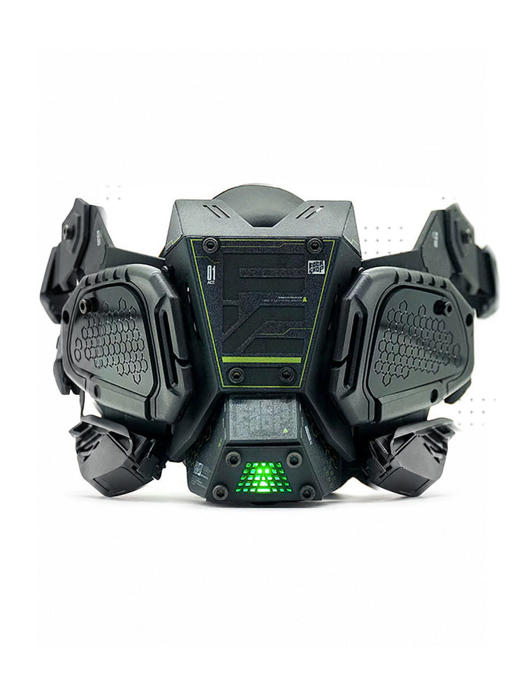 FOCKSHOP FIGHTING SPIRIT cyber mask — front display of the black Version 1 mask