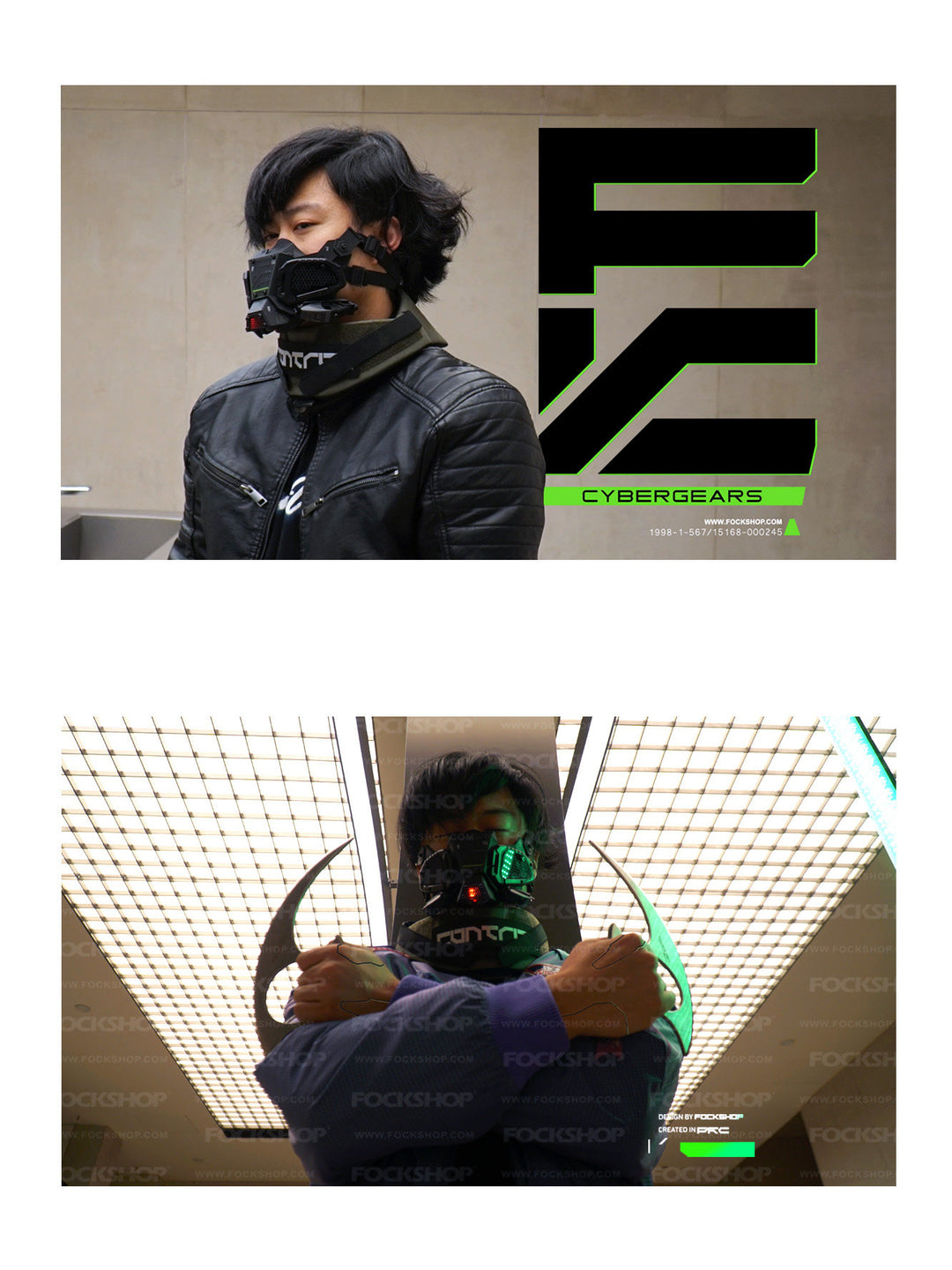 FOCKSHOP FIGHTING SPIRIT cyber mask — alternate modeled costume views