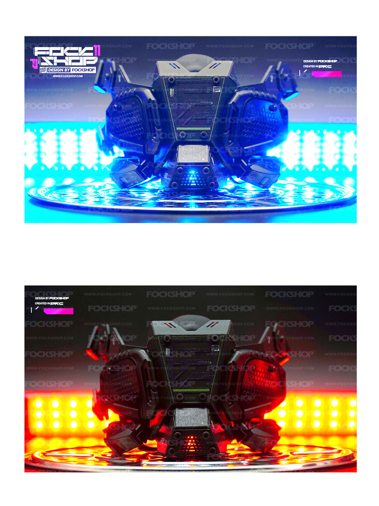 FOCKSHOP FIGHTING SPIRIT cyber mask — blue and red lighting details