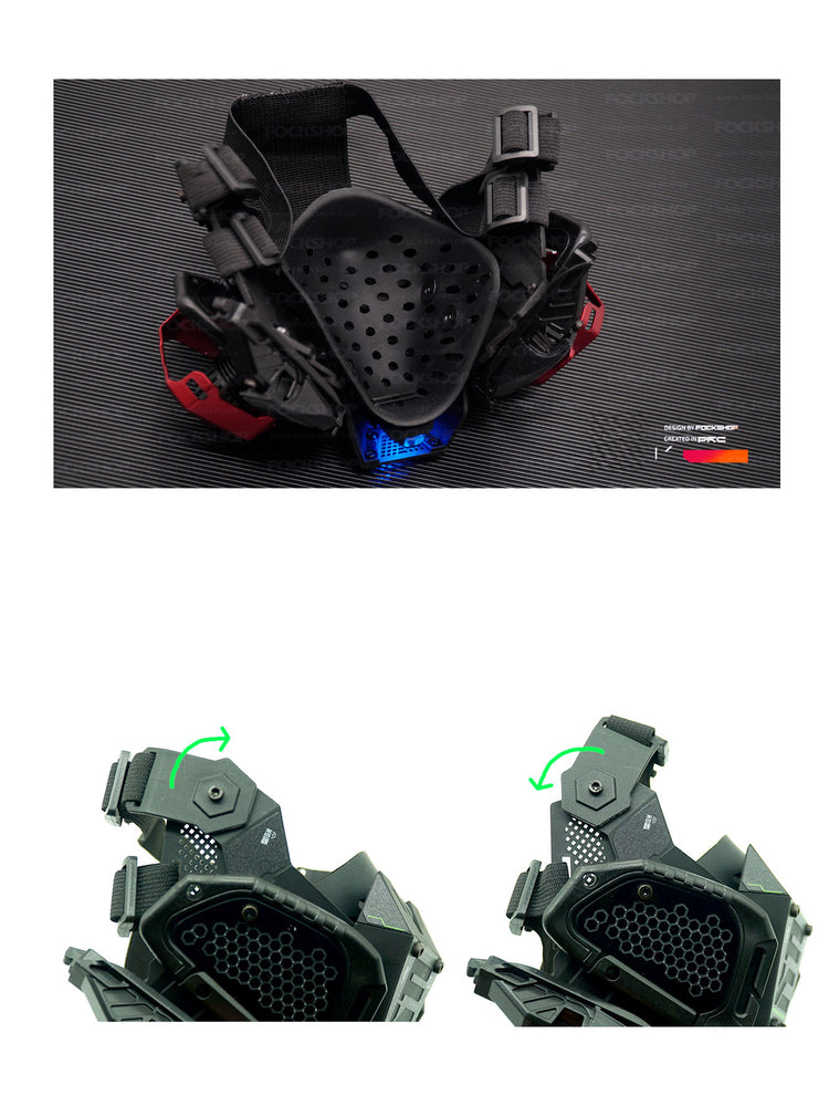 FOCKSHOP FIGHTING SPIRIT cyber mask — interior silicone contact panel and adjustable strap joints