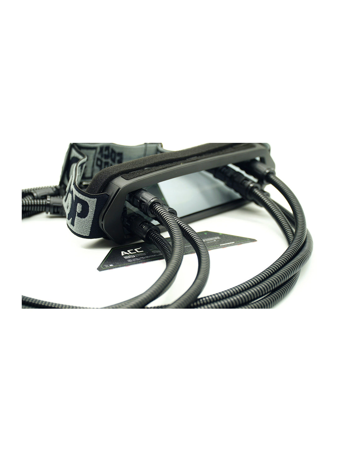 FOCKSHOP CTHULHU tube-detail cyber goggles — angled mirrored-lens product view showing three tube attachments on each side
