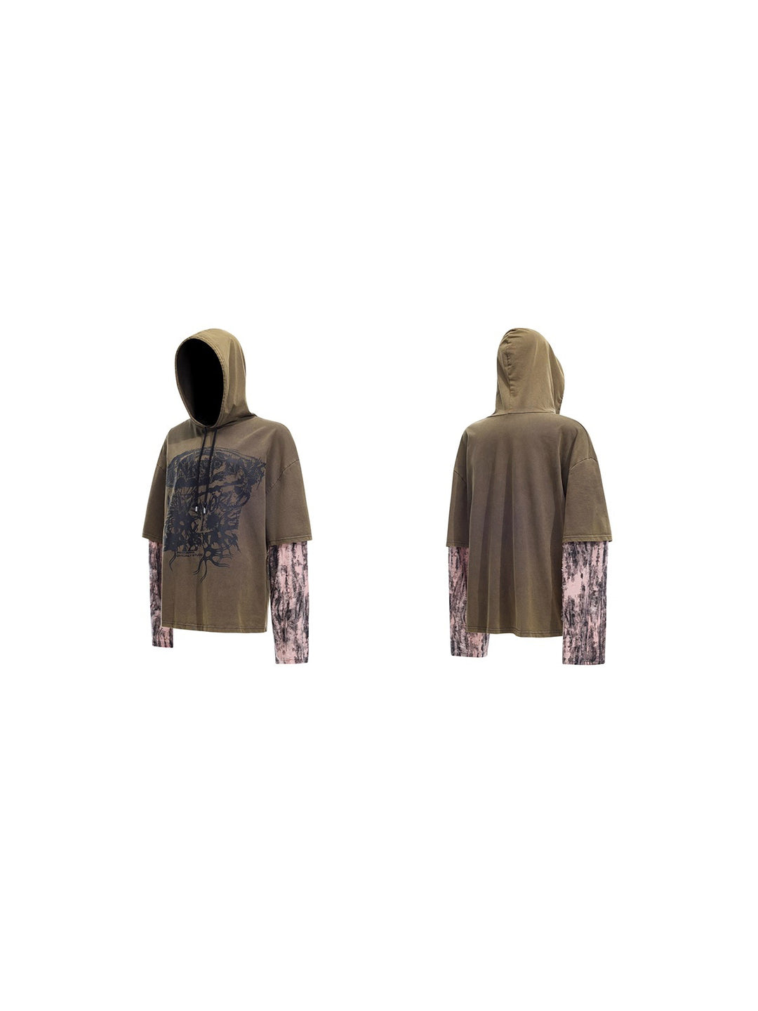 Y2K distressed loose hooded tee