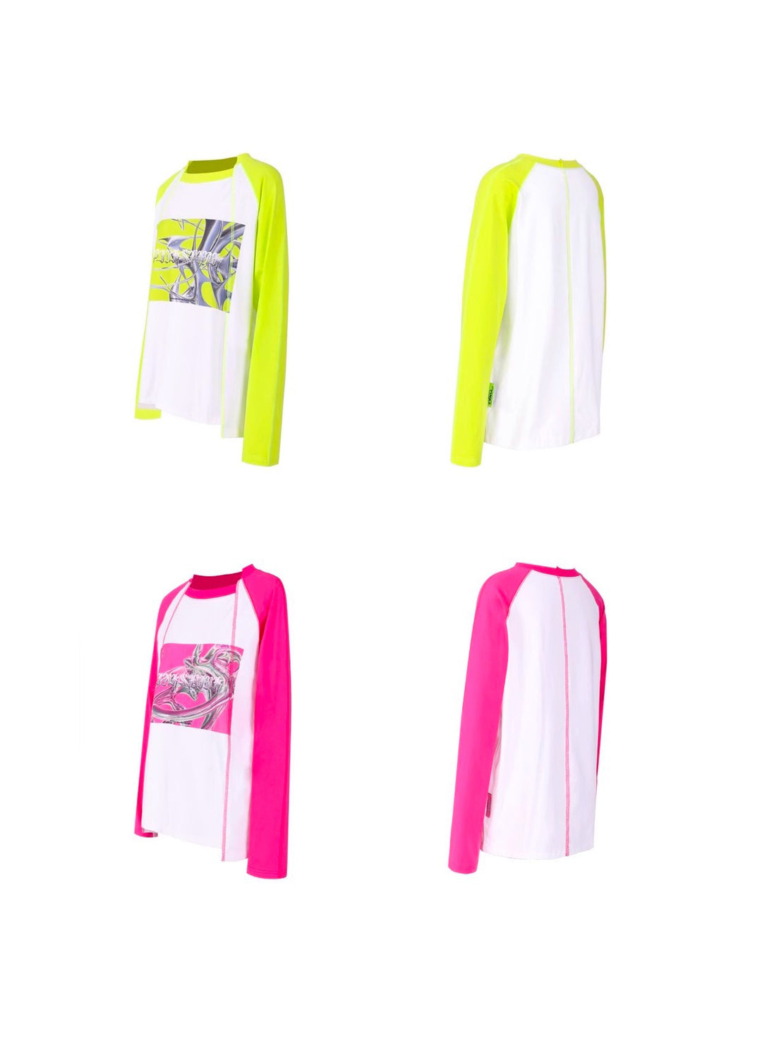 Y2K Future Print Splicing Raglan Loose Tee