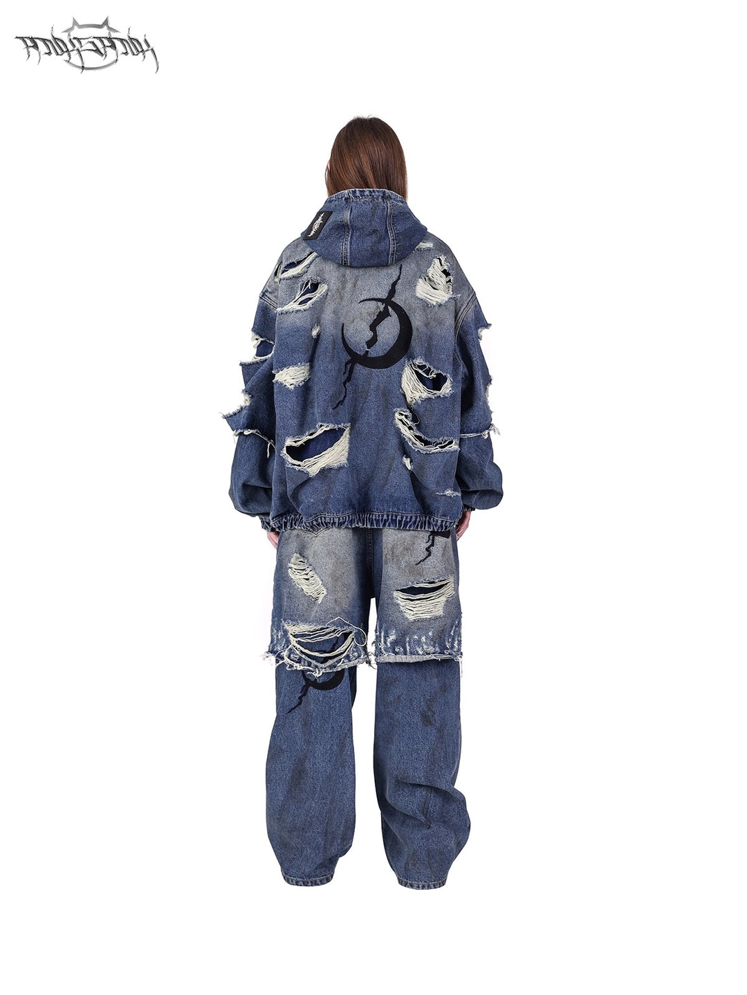 ELECTRIC MOON Double-Layer Distressed Denim Jacket