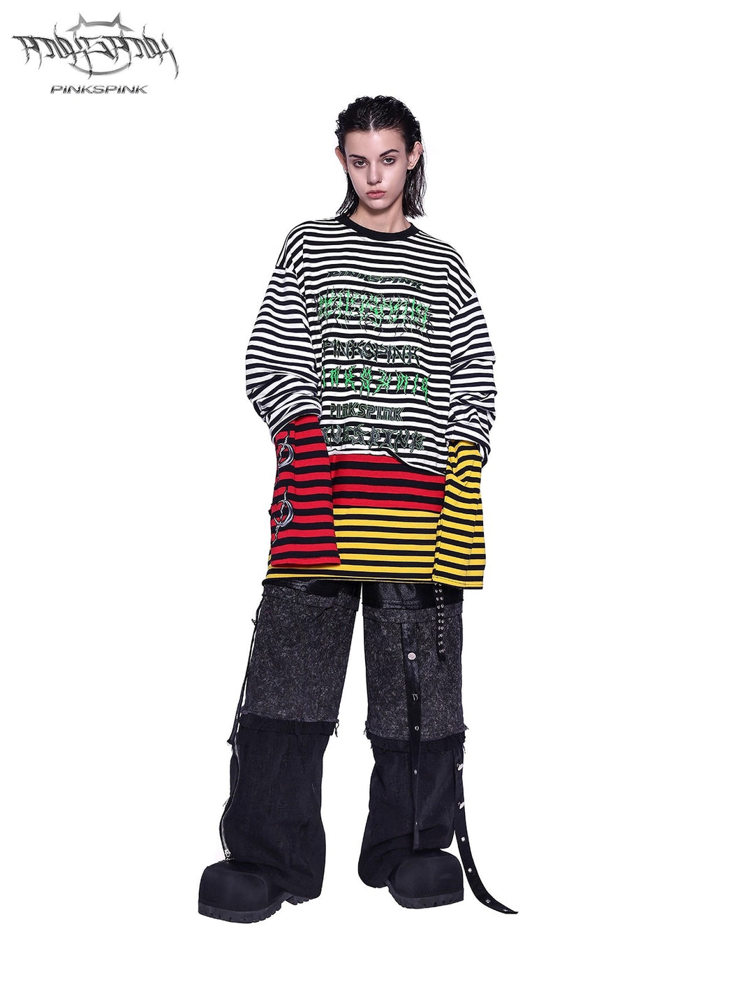 Y2K STACKED STRIPED SWEATSHIRT TEE