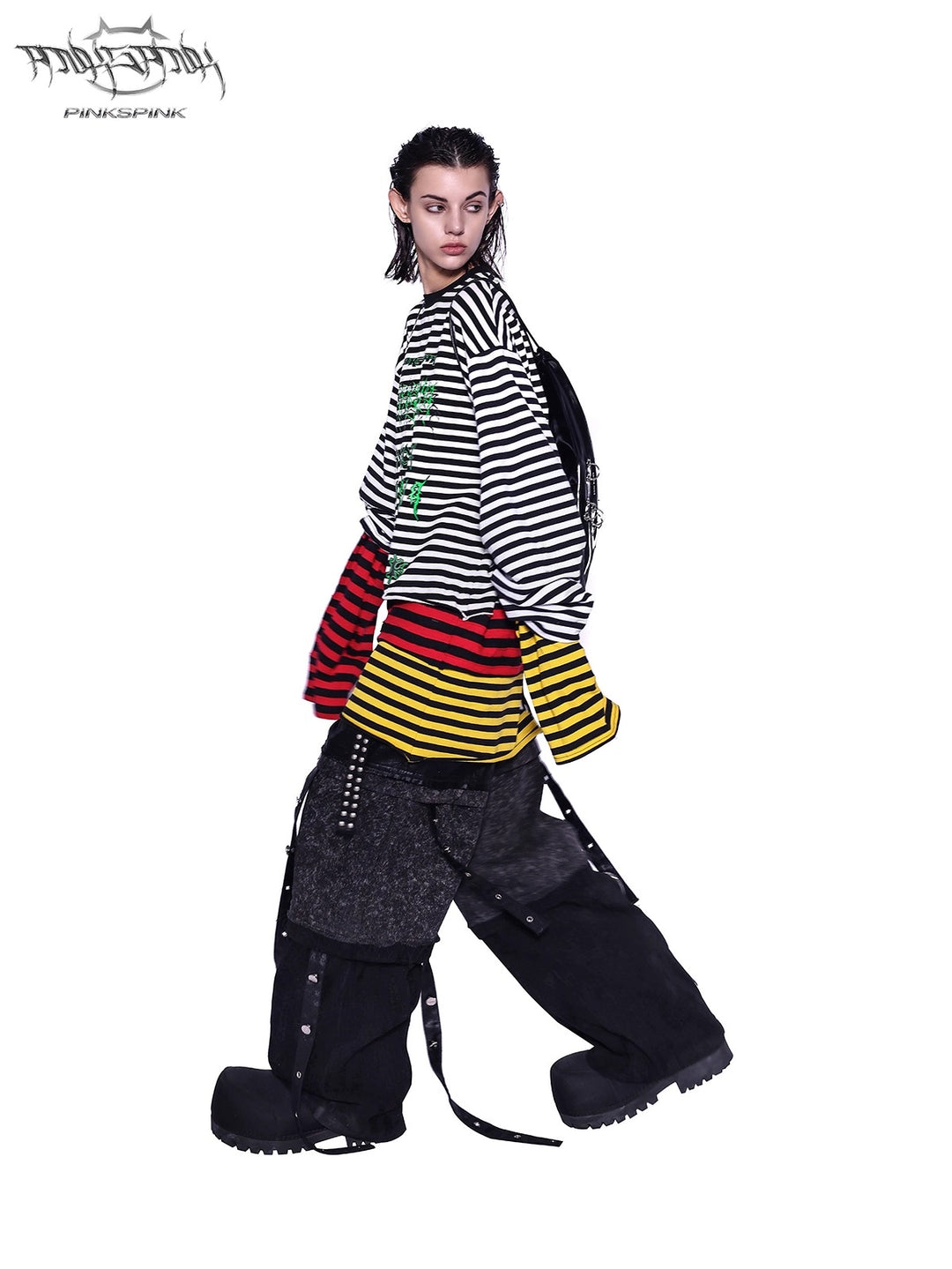 Y2K STACKED STRIPED SWEATSHIRT TEE