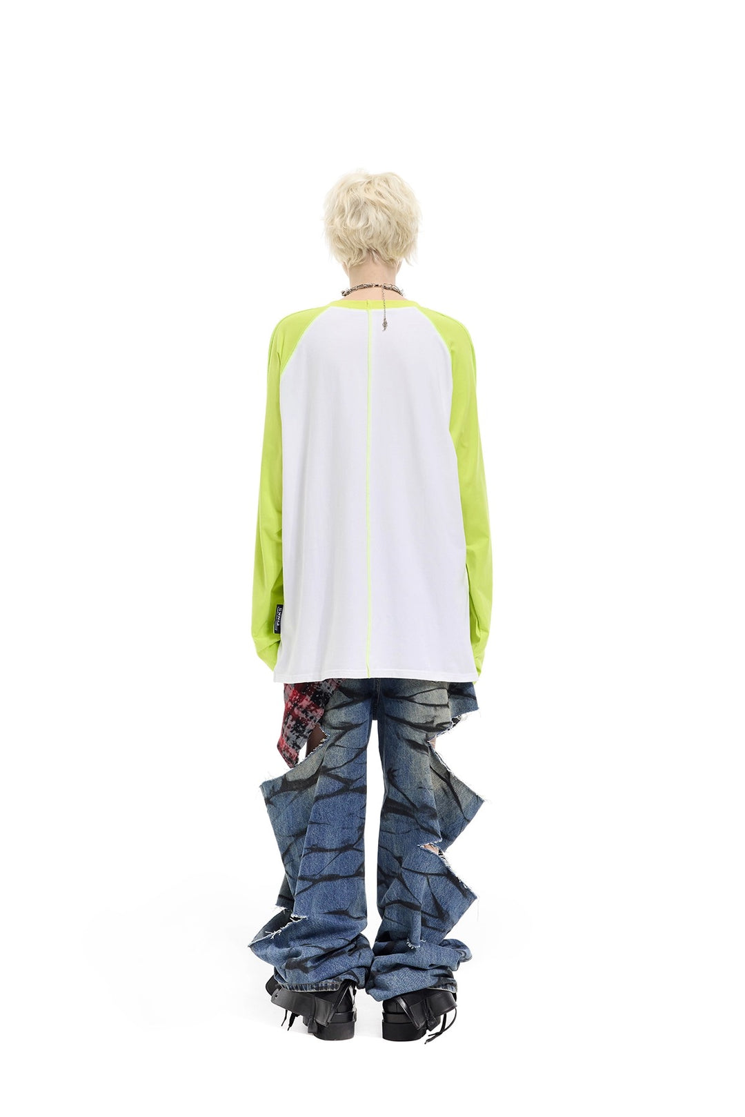 Y2K Future Print Splicing Raglan Loose Tee