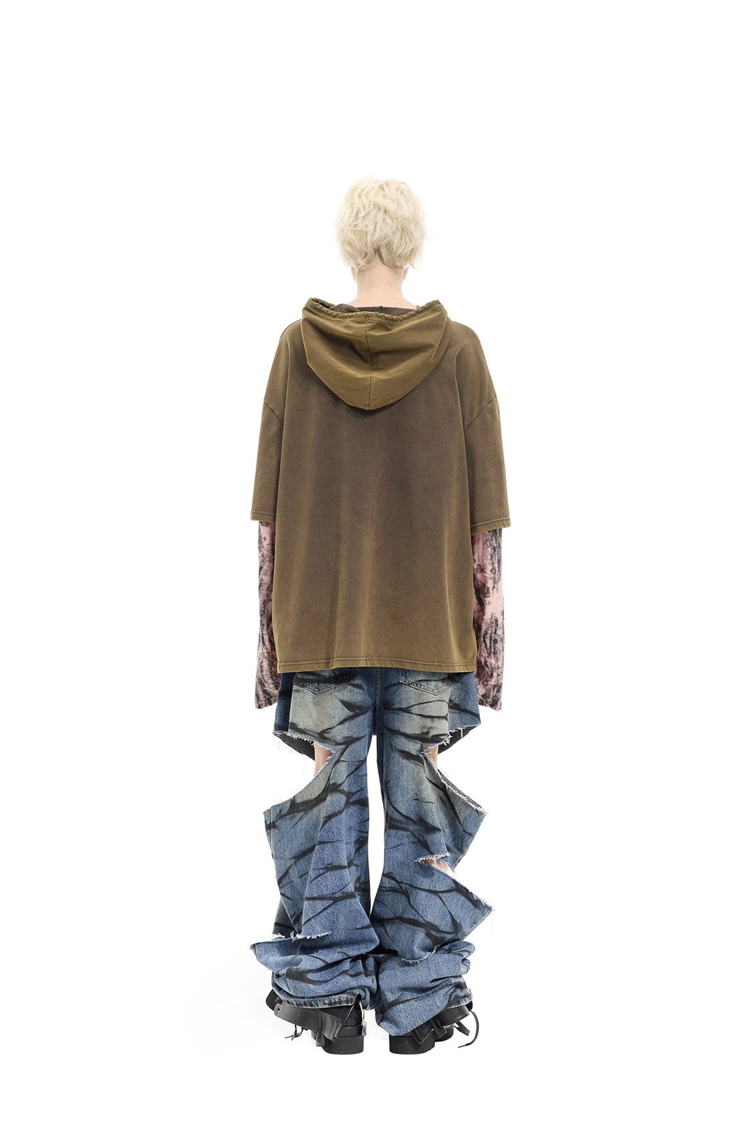 Y2K distressed loose hooded tee