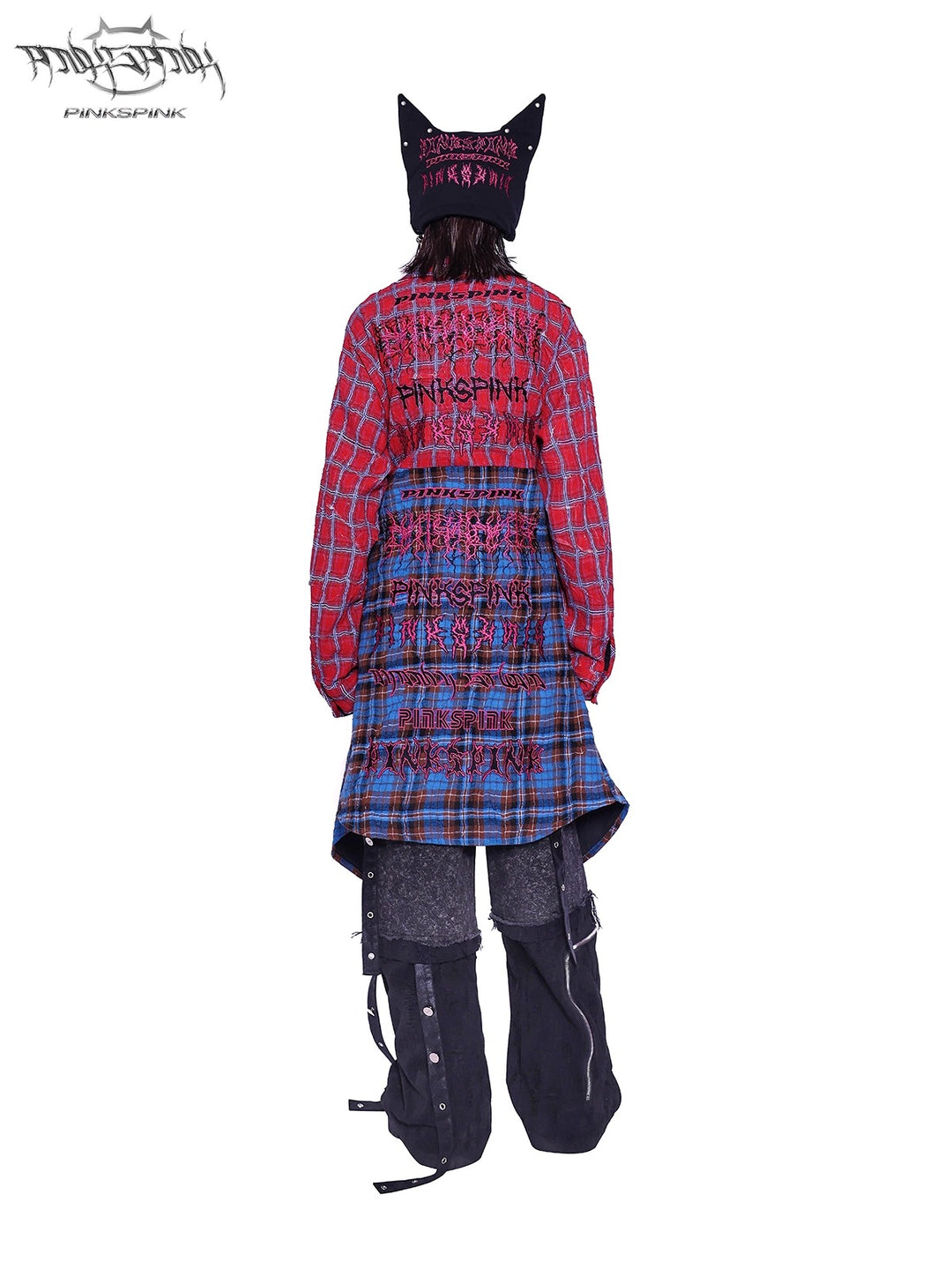 Y2K ONE-PIECE CHECKERED LONG SHIRT