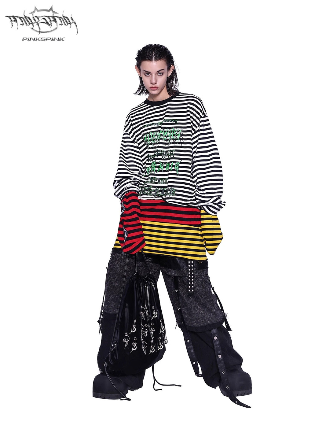 Y2K STACKED STRIPED SWEATSHIRT TEE