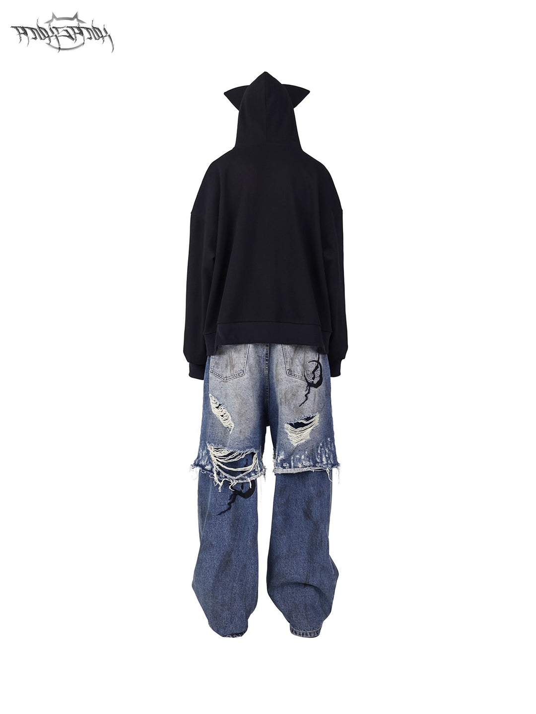 ELECTRIC MOON Double-Layer Distressed Denim Loose Jeans