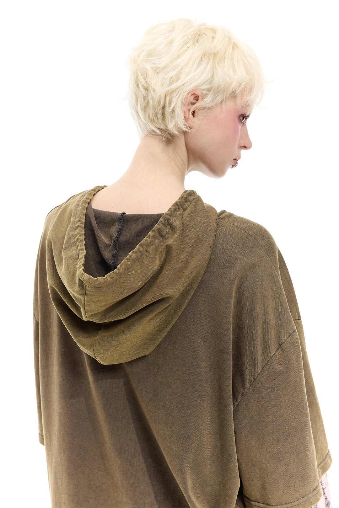 Y2K distressed loose hooded tee