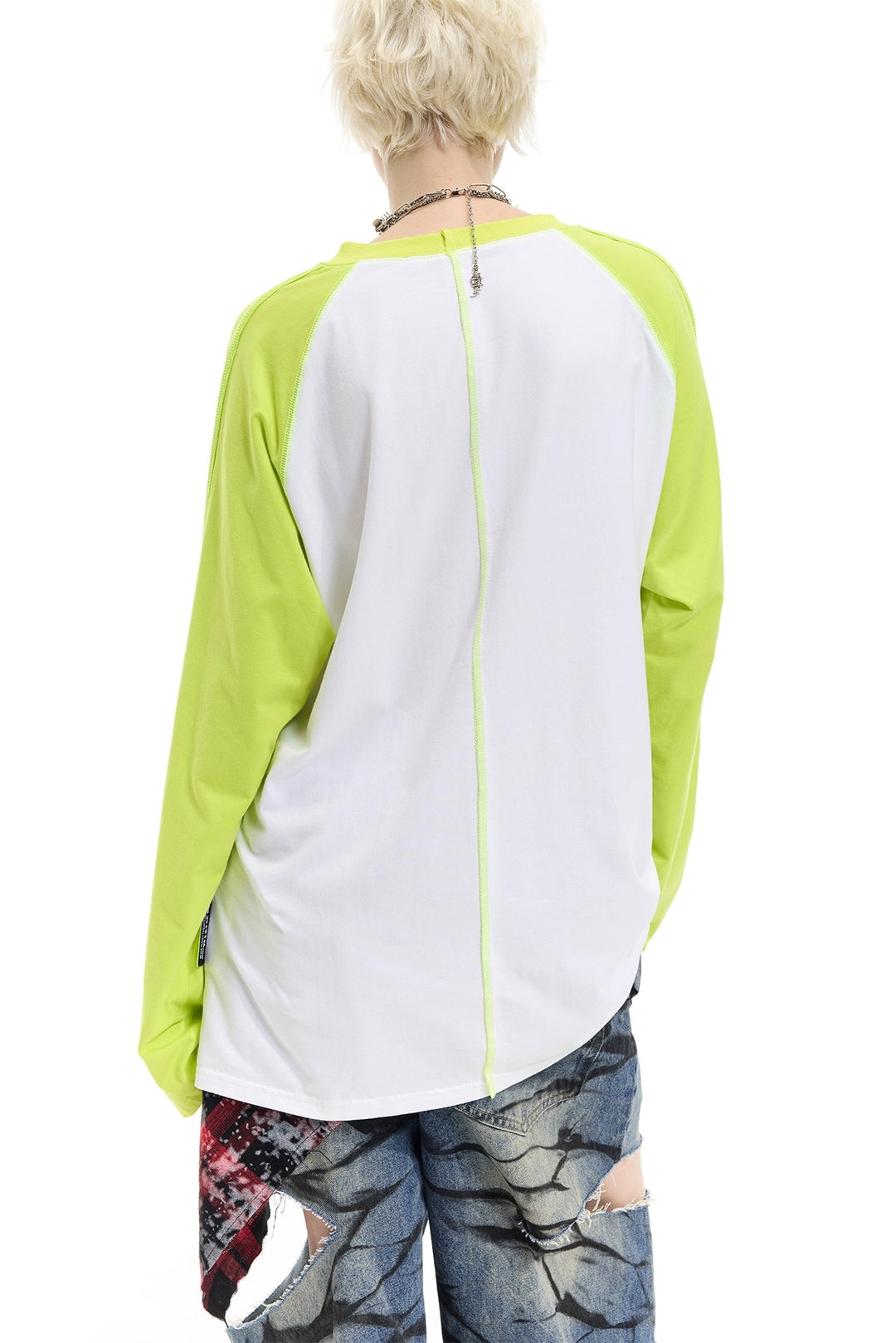 Y2K Future Print Splicing Raglan Loose Tee