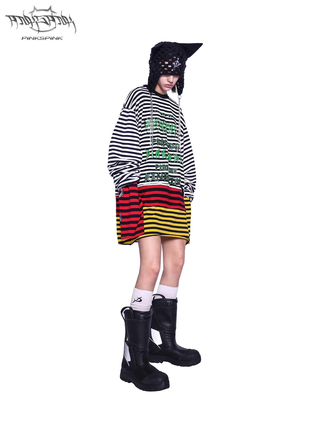 Y2K STACKED STRIPED SWEATSHIRT TEE
