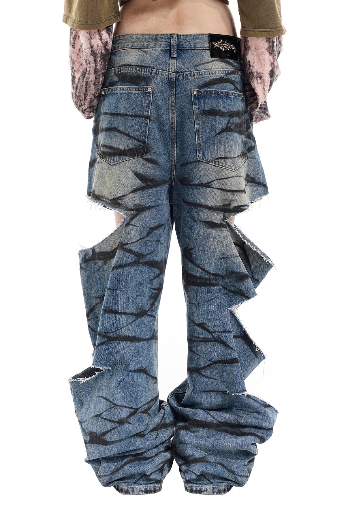 Y2K Ripped Graffiti Genderless Low-Rise Jeans – Dragon Star