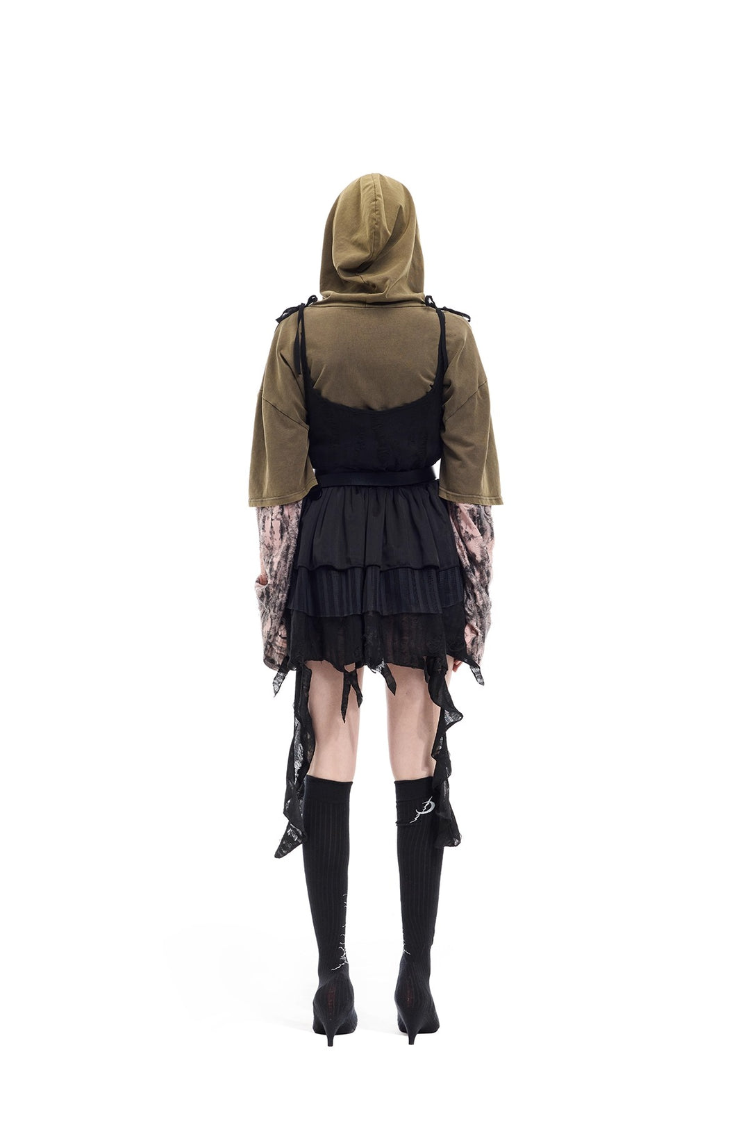 Y2K distressed loose hooded tee