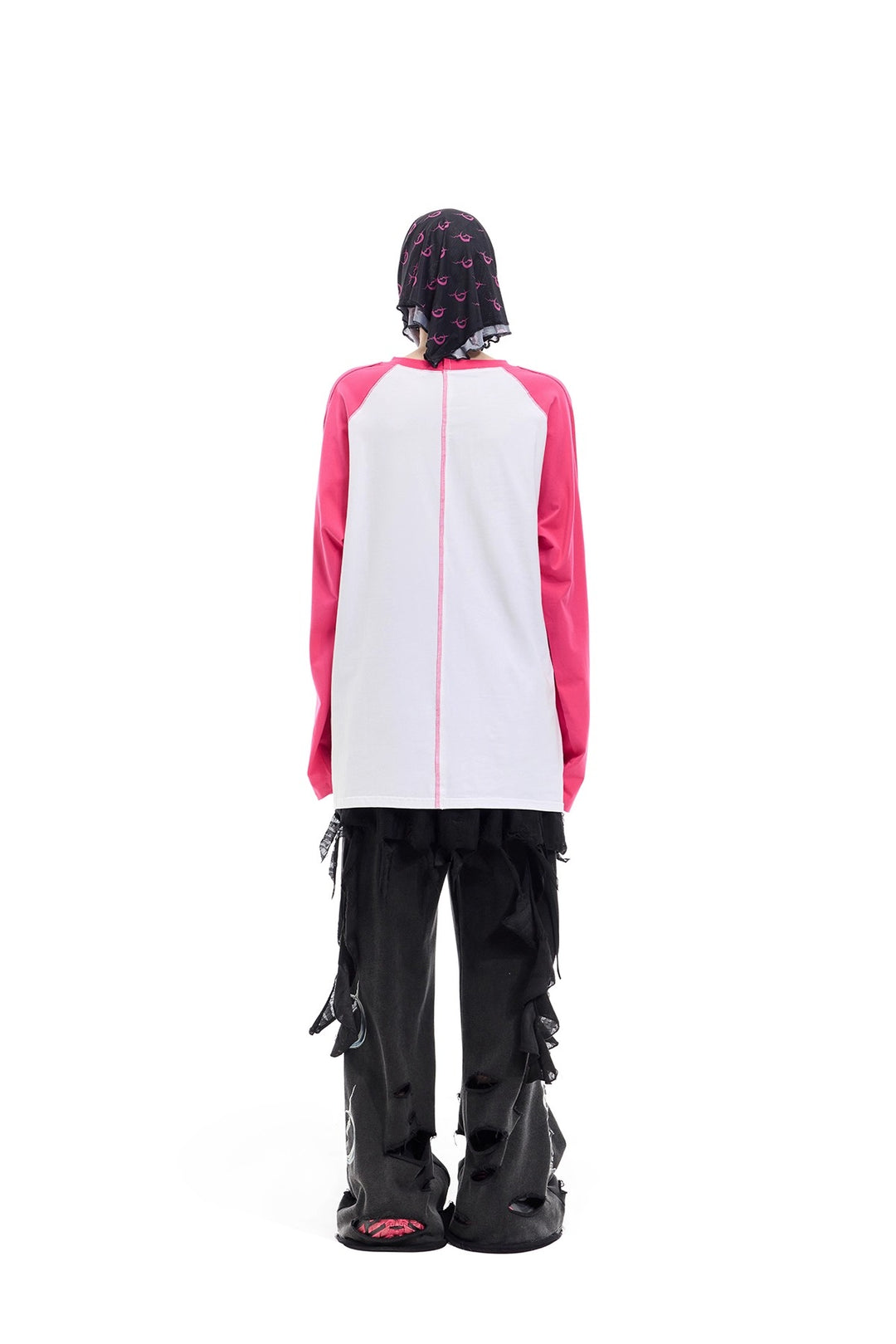 Y2K Future Print Splicing Raglan Loose Tee